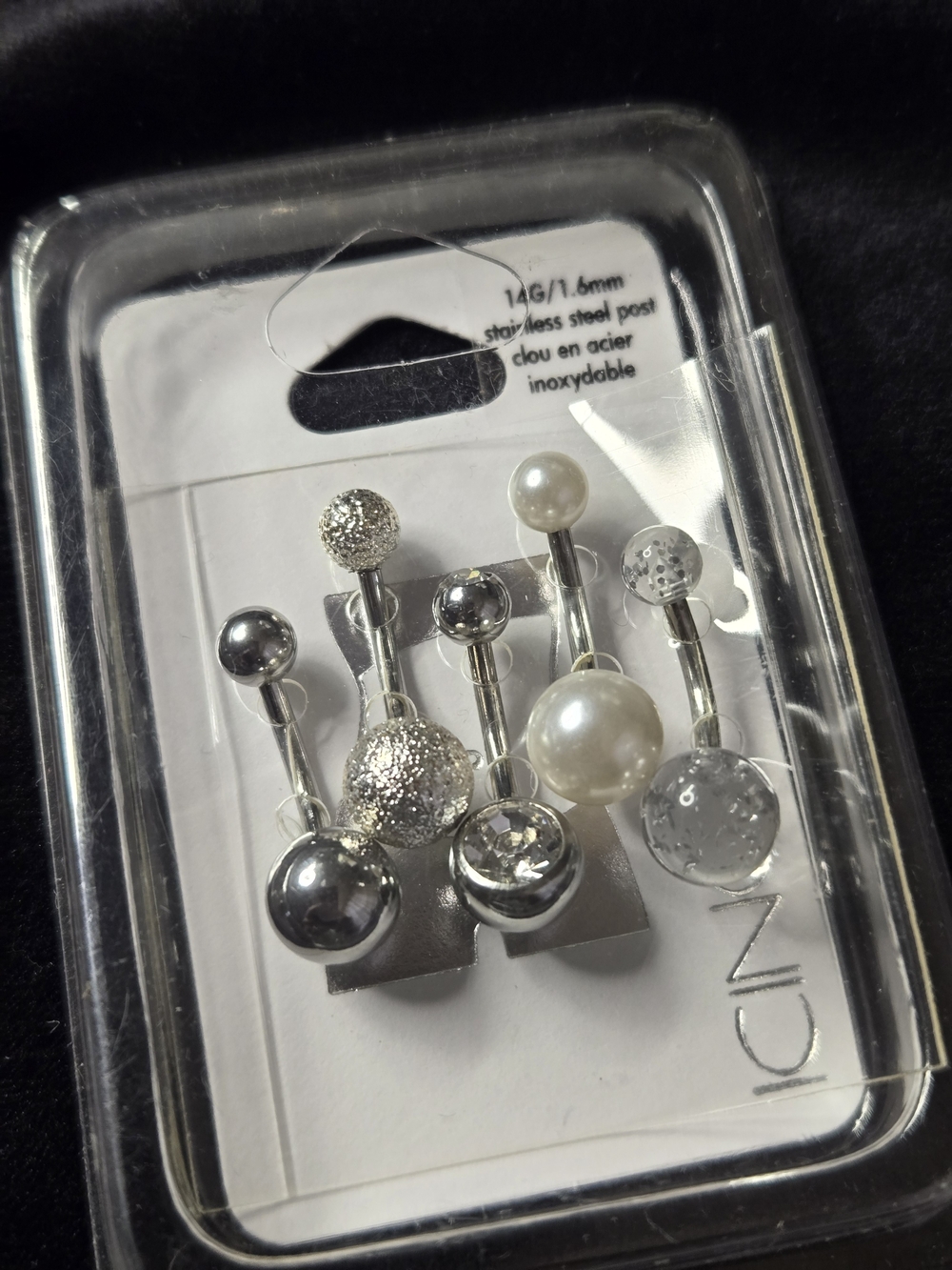 NIB Stainless Steel Belly Button Rings Pack (5ct) 14G 1.6mm Sealed New